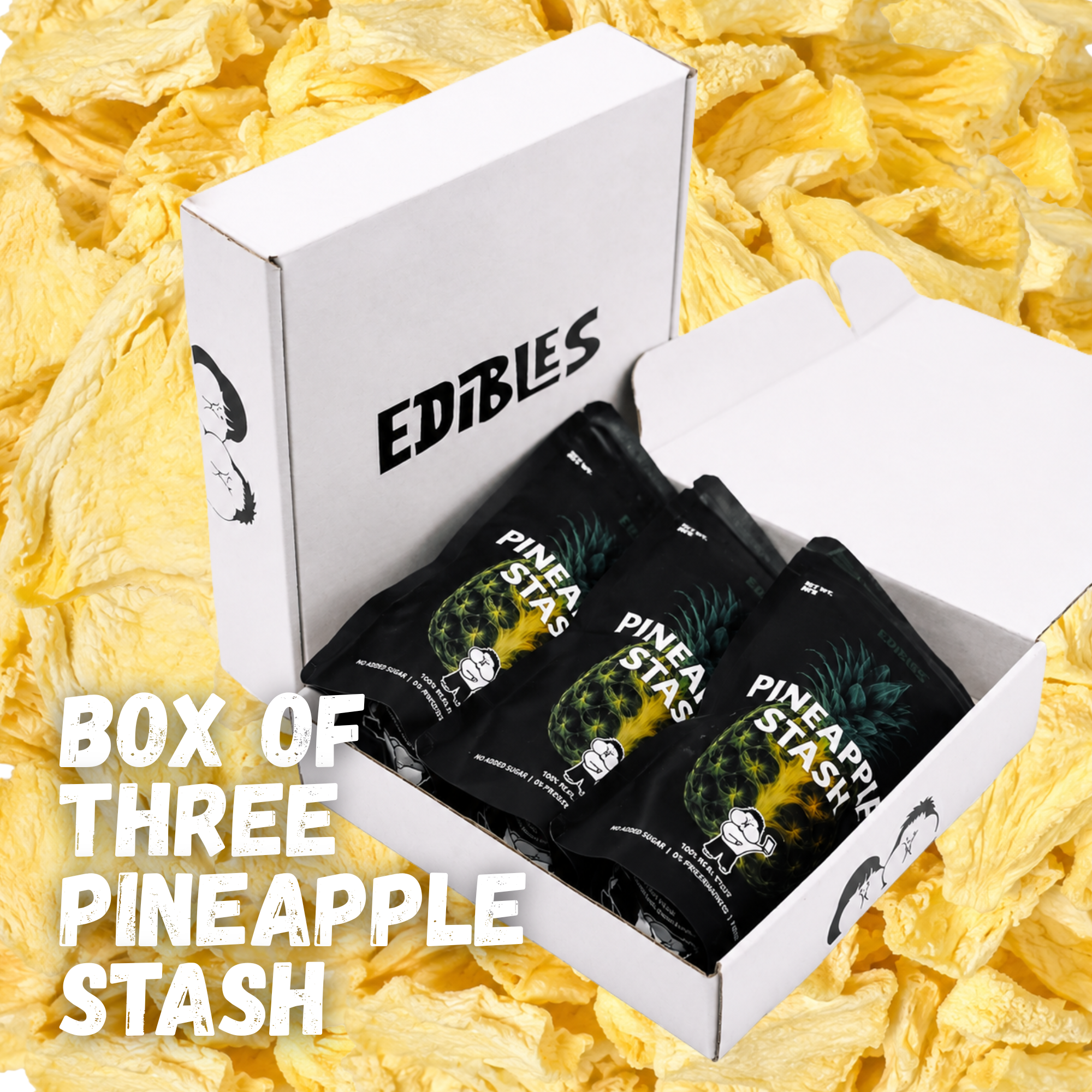 BOX OF 3 Freeze Dried Pineapple Stash