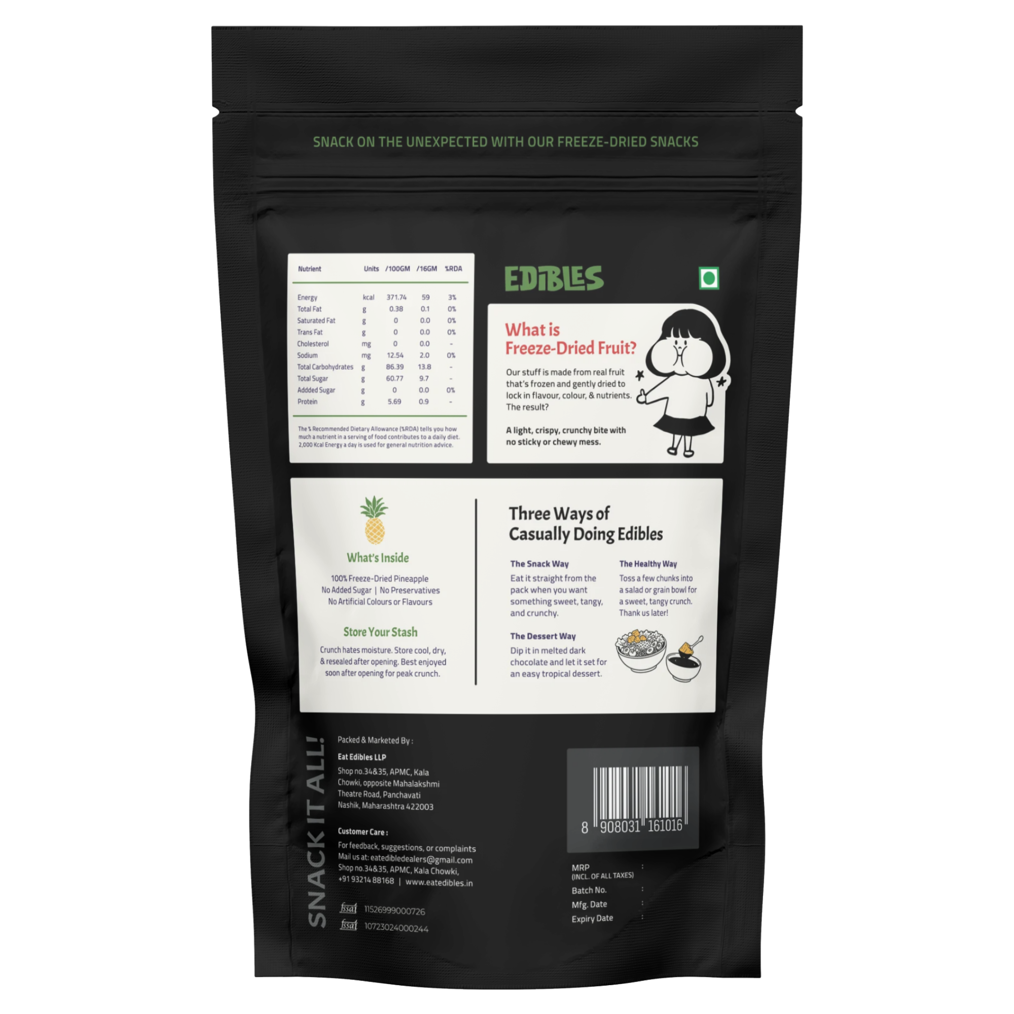 Edibles Pineapple Stash - Freeze Dried Snacks